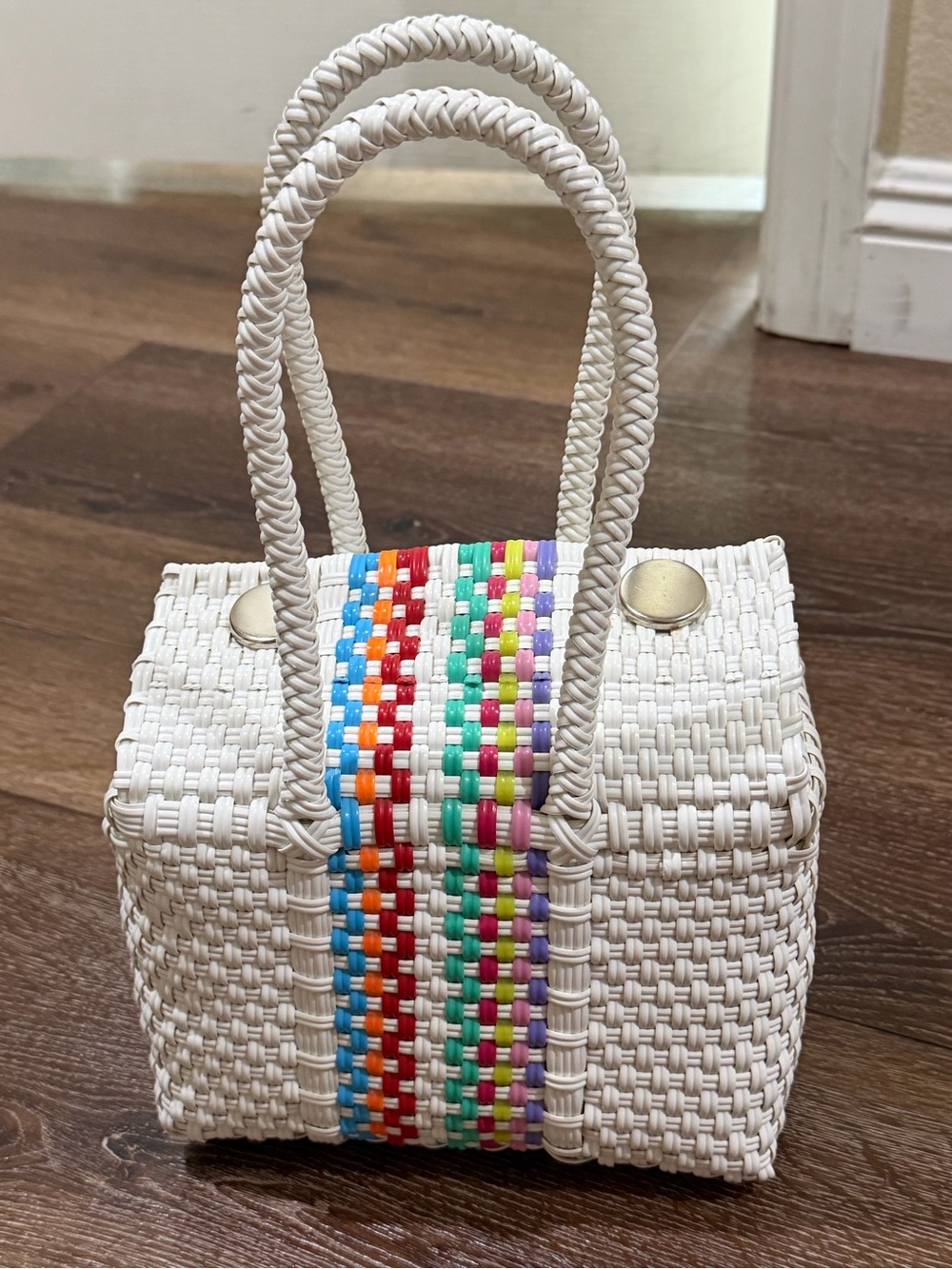 EUC handmade plastic straw bag multi color - Picture 1 of 10